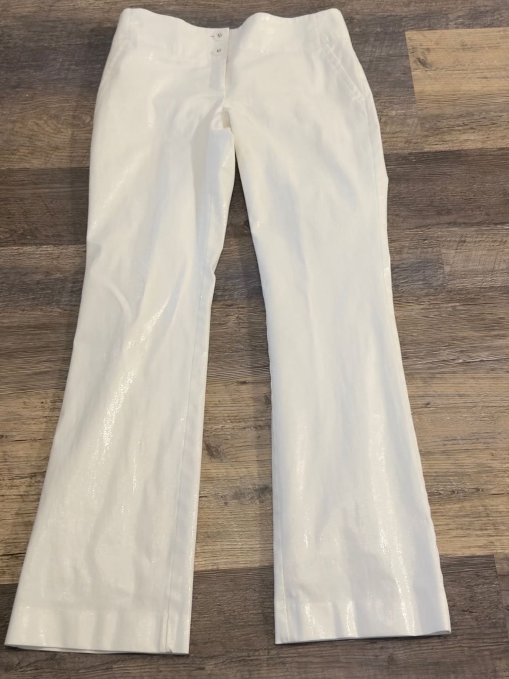 Express White Shiny Bootcut Pants